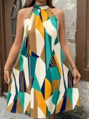 Sleeveless Dress for Women A-Line Knee-Length Summer Vacation Dress