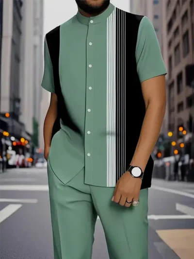 European and American Men's fashion stripe pattern print design