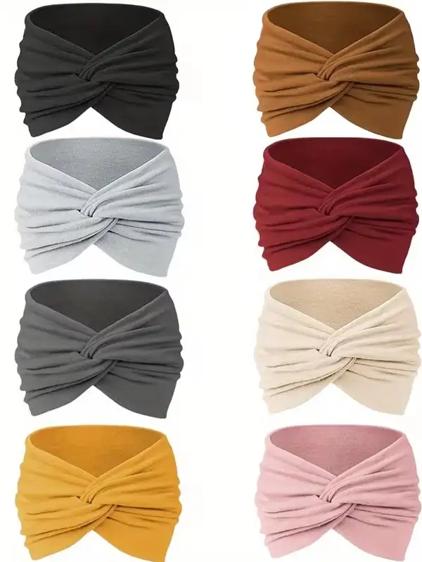 Set of 8 Women'S Sweat-Absorbing Headbands - Breathable And Elastic - Image 3